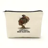 Designer bag ExplosiveExplosive black pattern linen double-sided printed makeup bag zipper bag for ladies