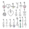 Nabel-Klingelknopfringe, 1 Stück, 316L Chirurgenstahl, CZ, Herz, Schlange, Frosch, Schmetterling, Blume, Bauchnabelringe, Nabelpiercing für Frauen, Körperpiercing-Schmuck YQ240125