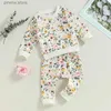 Set di abbigliamento Lioraitiin 0-3 anni Baby Girl Autunno Outfit Stampa floreale Girocollo Felpe a maniche lunghe Pantaloni lunghi in vita elastica