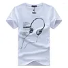 T-shirts pour hommes Mode Printemps Été Hommes T-shirt à manches courtes O-Cou S-5XL Musique Écouteur Chemise Couple Sports de plein air Casual Tops Tees