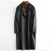 Lautaro primavera outono preto oversized couro trench coat para mulheres manga raglan lapela solta casual elegante moda coreana 240119
