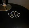 Pendientes exquisitos con forma de corazón para mujer, aretes brillantes con circonita cúbica, diseño ahuecado, pendiente de boda grande, joyería de temperamento para niña Q240125