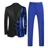 Abito da uomo di lusso con paillettes alla moda 2 pezzi Nero Blu Oro Classico da ballo per matrimonio, festa in scena, abito da uomo, giacca sportiva, pantaloni 240123