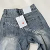 Kadın kot pembe veya beyaz desen denim pantolonları mavi toz torbası ile mavi 25942