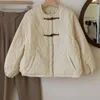 Trench da donna Giacca coreana in cotone con scollo a O Donna Parka a maniche lunghe allentato beige Capispalla caldo imbottito in cotone Femminile Chic All-Match