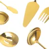 Servis uppsättningar rostfritt stål bestick plattvaror bärbara gafflar skedar kit serveringsredskap bordsartiklar