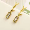 Pendientes con dijes de letras clásicas Diseñador Pendientes de lujo Pendientes elegantes para mujer Regalo de joyería Pareja Chapado en plata Pendiente de oro Simple Gran cuadrado Rhinestone