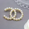Brand Designer Letters Brooch Gold Plated Fashion Double Letter Pearl Couples Rhinestone Suit Pin Jewelry Accessories