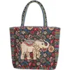 Designertas ExplosiveGeborduurde gouden zijden olifant Grote handbagage canvas tas Schoudertas voor heren en dames Schooltas voor studenten Boodschappentas