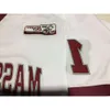 トップステッチカストムNCAA 16 CALE MAKAR MASSACHUSETTS MINUTEMEN HOCKEY JJASS 35年イーストジャージーワインレッドホワイトANY NAME NUM 18