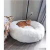 Kattbäddar möbler lugnande kattbädd - donut fluffig husdjur varm kattunge kennel mjuk rund grotta bo leverans hem trädgård husdjur leveranser otvvt