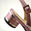 Dress Shoes Italian Design Summer African Party Wedding Mid Heels Ladies And Bag Set Wish Rhinestone Decoration In Pink Color