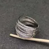 Designer-Ring Davids Yurmas Jewelry DY High-End-Trend-Volldiamant-Verflechtungsring mit vier Größen von 6-7-8-9 im modischen Trend der Vereinigten Staaten