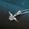 Crafted 925 Sterling Silver Angel Wing 0.5ct Vvs Moissanite Pendant Necklaces Jewelry for Women