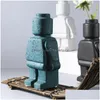 Decorative Objects Figurines European Ceramic Statue Creativity Robot Tv Cabinet Desktop Flower Vase Modern Home Decorati Homefavor Dhtk9