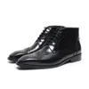 Patent-Herrenstiefel, handgefertigt, Qualität, 2024, Designer, britischer Stil, echtes Leder, Knöchel-Brogues, Schuhe für Herren
