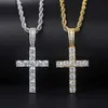 Pendant Necklaces Rap Cross Pendant Necklace For Women Jewelry Female Statement Men Iced Out Chain Wholesale Gold Color HIPHOP Jewelery YQ240124