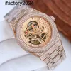 AP Watch Diamond Moissanite Iced Out يمكن أن تجتاز اختبارًا مليئًا بالماس المصنوع يدويًا ميكانيكيًا 41 مم مع الصلب الماسي 904L من الياقوت