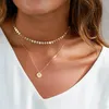 Pendant Necklaces Layered Initial Necklace For Women 14K Gold Plated A-Z Letter Coin Disc Dainty Link Chain Chokers Jewelry Gift