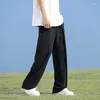 Herrbyxor Spring Ice Silk Slacks Slacks Outdoor Sports Löst passande rakben Sweatpants Skinvänlig stretch Mopping