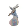 Décoration de lapin de pâques, statues de lapin musicien mignon avec œufs de pâques pour la maison et le bureau, 240119