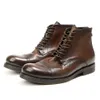 Stivali da uomo in morbida pelle vintage alla caviglia di qualità fatti a mano di marca, comodi e alla moda, in stile britannico, per scarpe da lavoro