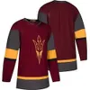 Anpassade herrar Arizona State Sun Devils College 12 Dylan Hollman 35 Joey Daccord Maroon Röd Alla namnnummer Hockeytröjor Size S-XXXL 21