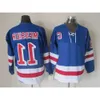 Vintage Mark Messier #11 Hokey Formaları 75. Mavi 1992 Nation Team Red Campbell Turuncu Dikişli Gömlekler C Patch M-X 33