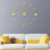 Wandklokken 2D Klein formaat Wandklok Sticker Frameloze DIY Wandklokken Acryl Spiegel Horloge Kit Kantoor Thuis Woonkamer Slaapkamer Decoraties