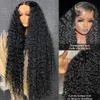 Perruque Lace Frontal Wig sans colle brésilienne naturelle, cheveux humains, Deep Wave, 30 pouces, 13x6, Transparent HD, Loose Curly, 13x4, pour femmes