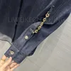 Mulheres de luxo primavera jaquetas denim casaco designer das mulheres casaco jaquetas jeans socialite carga camisa clássica colarinho para baixo ombro curto frente longa volta design jaqueta