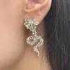 dangle earrings girlgo誇張されたラインストーントリニングヘビドロップジュエリー豪華なクリスタルアニマルステートメントイヤリングギフト