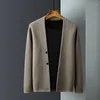 Erkek Sweaters Giyim Yok Hoodie Hardigan Cepleri Örgü Sweater Erkek Çizgili Korece Sonbahar Giysileri Bol Boyun Siparişi Pamuk 2024 Üstler