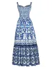 Lange jurk Runway Designer Hoge kwaliteit zomer nieuwe dames Bohemian Celebrity Party Fashion Vintage elegante print vestjurken