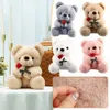 25 cm Kawaii Bear and Rose Plush Toy Pchane zwierzę kocham cię za prezent urodzinowy twojej dziewczyny romantyczne Walentynki C9F4 240124