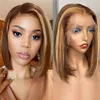 High gloss wig human hair Bob wig short straight curly Bob wig lace front human hair wig piano cheap wig clean and sealed 230125