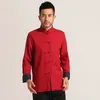 Vestes pour hommes Hommes Lin Tunique Manteau des deux côtés Portant Design Rouge Noir Beige Col Mandarin Tangzhuang Tenue Hanfu Kungfu Chinois