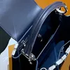 Mode kvinnors capucines lyxdesigner handväska högkvalitativ tyg borttagbar bred axelband storlek 27*18 cm