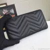 2021 new fashion woman long wallet Clutch for woman zipper wave long wallet Black leather wallet credit card coin purse with box f3131