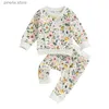 Set di abbigliamento Lioraitiin 0-3 anni Baby Girl Autunno Outfit Stampa floreale Girocollo Felpe a maniche lunghe Pantaloni lunghi in vita elastica