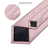Cravates à carreaux rose uni pour hommes, ensemble de boutons de manchette carrés de poche, avec pince à cravate et broche, à la mode, 240119