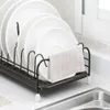 Iron Kitchen Dish Drying Rack Holder with Tray Tableware Storage Shelf Plate Dish Rack Drainer Cabinet kitchen Organizer 240122