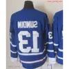 Film CCM Vintage Eishockey 13 Mats Sundin Trikots 14 Dave Keon 29 Mike Palmateer 13 Mats Sundin Herren Sticktrikot Weiß Blau Gr 72