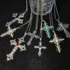 Colares de pingente gótico grande zircão cruz colar unisex y2k irregular goth grande cruz pingente colares para homens mulheres casal colar jóias yq240124