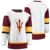 Custom Men's Arizona State Sun Devils College 12 Dylan Hollman 35 Joey Daccord Maroon Red Any Name Number Hockey Jerseys Size S-X 71