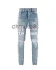 Designer män jeans delade byxor mens smala fit casual hip hop knappbyxa män elastiska kvinnor hål lila jean true lyx 765635377 r8d1