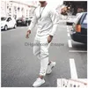 Survêtements pour hommes Hommes Hommes Pantalons de loisirs Ensemble T-shirt à manches longues Couleur unie Sportswear Marque Vêtements 2 pièces Ensembles Drop Delivery App Dhcap