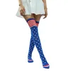 Chaussettes pour femmes, drapeau du jour de l'indépendance, cuisse haute, étoile américaine créative, bas rayé au dessus du genou, chaussettes longues, Costume de Cosplay Anime