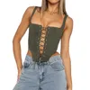 Women's Tanks Women S Y2K Lace-Up Corset Bustier Cami Top - Seductive Fishbone Design Plunging Neckline Sleeveless Padded Backless