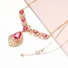 Pendant Necklaces 18K Rose Gold Plated Russian Water Drop Red Stone Women's 585 Color Purple Necklace Fashion Classic